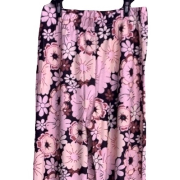 ❌DONATED❌Black Multi Color Retro Boho Hippie Floral Prints Flare Pants - Picture 7 of 14